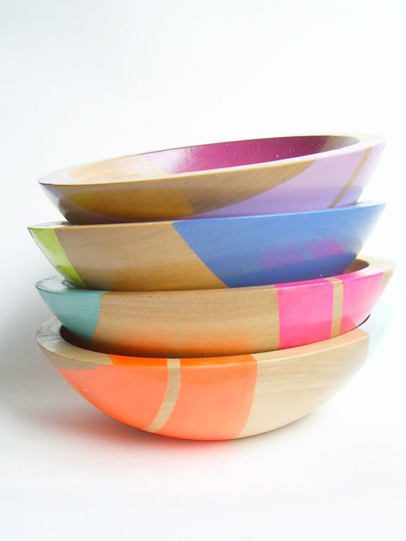 Nicole Porter Neon Hardwood Bowls