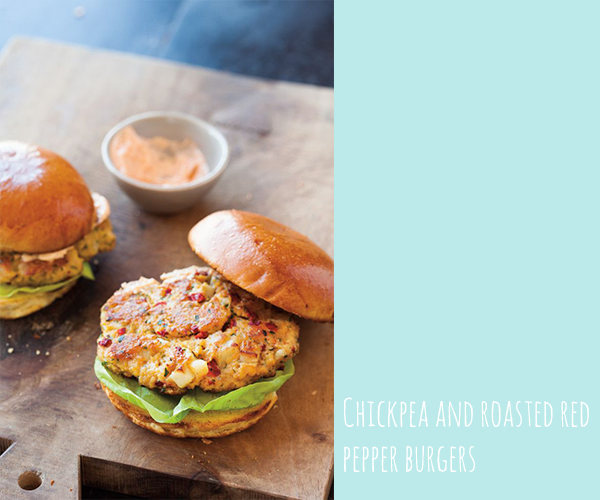 chickpea and roasted red pepper burgers