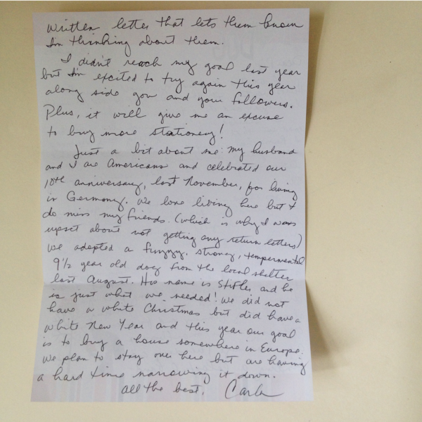 52 hellos carla back of letter