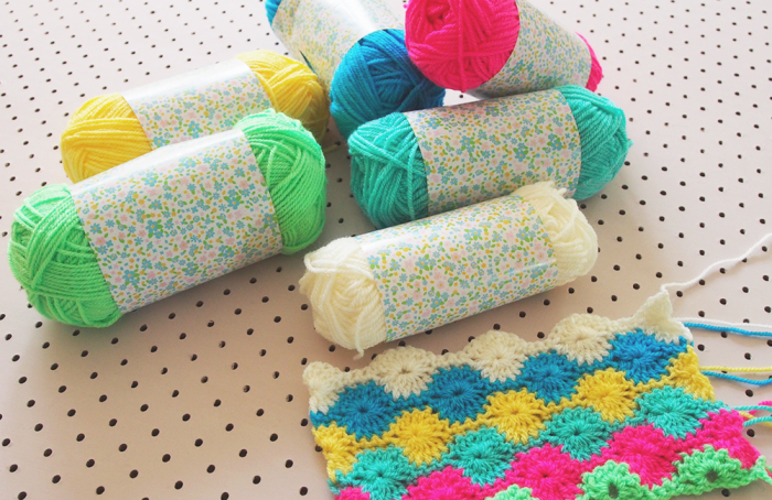 stylecraft yarn and meet me at mikes harlequin blanket swatch