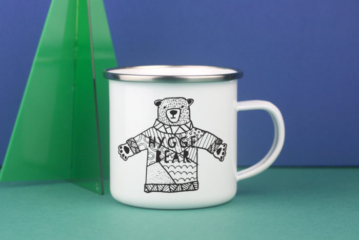 Hygge Bear enamel mug