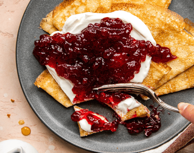 pancakes with jam and cream