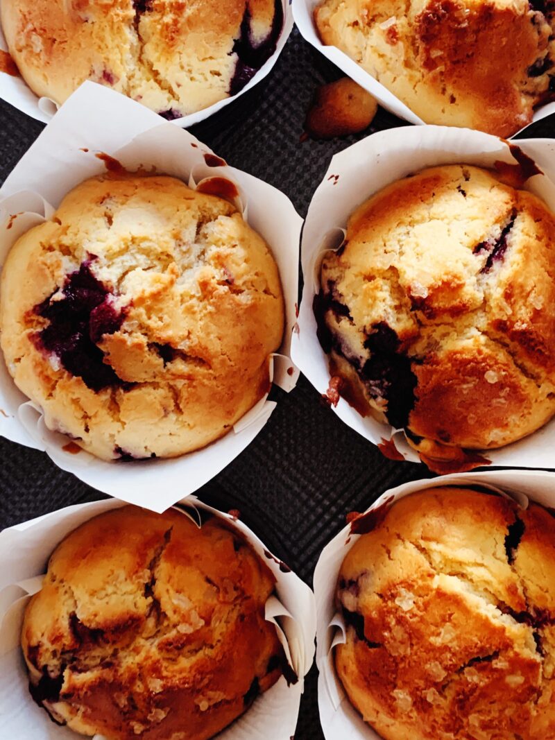 a bunch of raspberry muffins