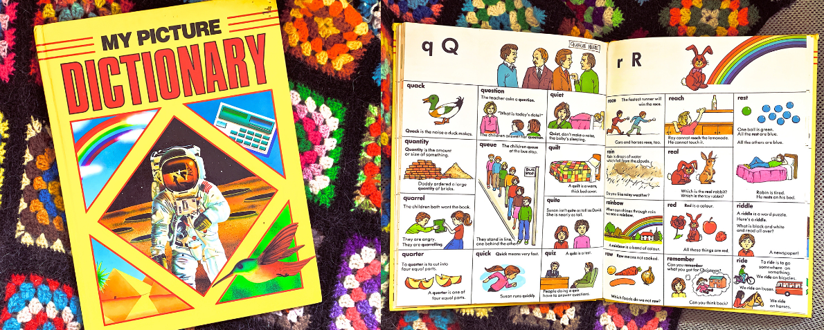 My Picture Dictionary vintage book page spreads