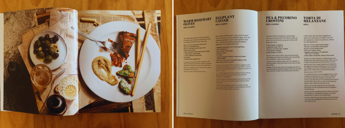 Fratelli Fresh cookbook page spreads