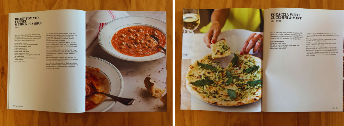 Fratelli Fresh cookbook page spreads