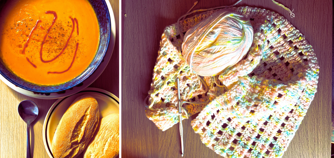 L/ Pumpkin Soup and R/ Crochet
