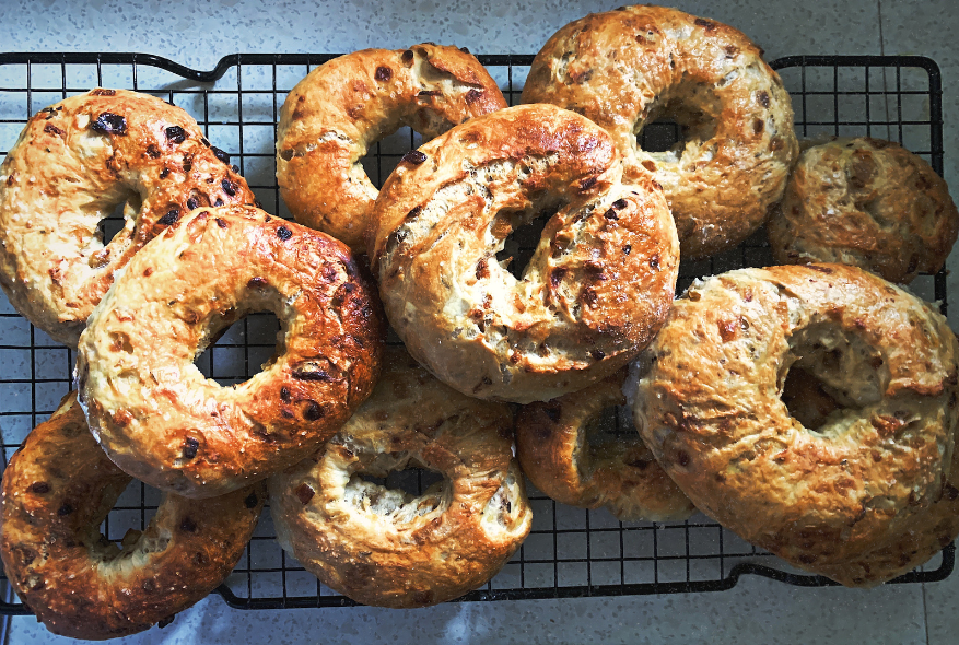 Homemade onion bagels