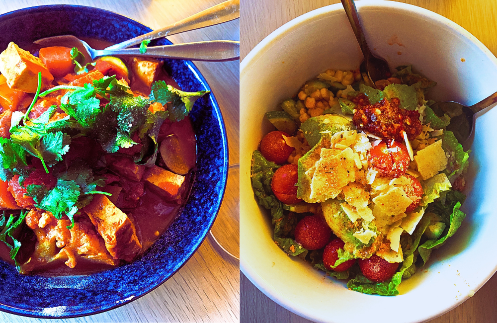 L/ Veggie curry R/ Big salad