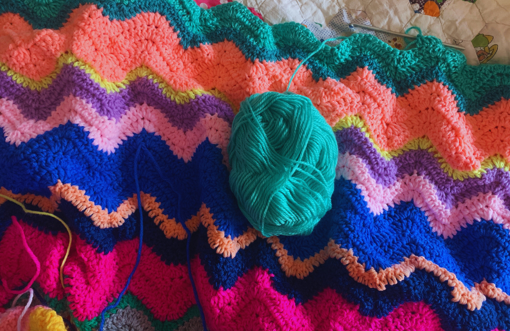 Pip's Feathery Ripple Blanket WIP