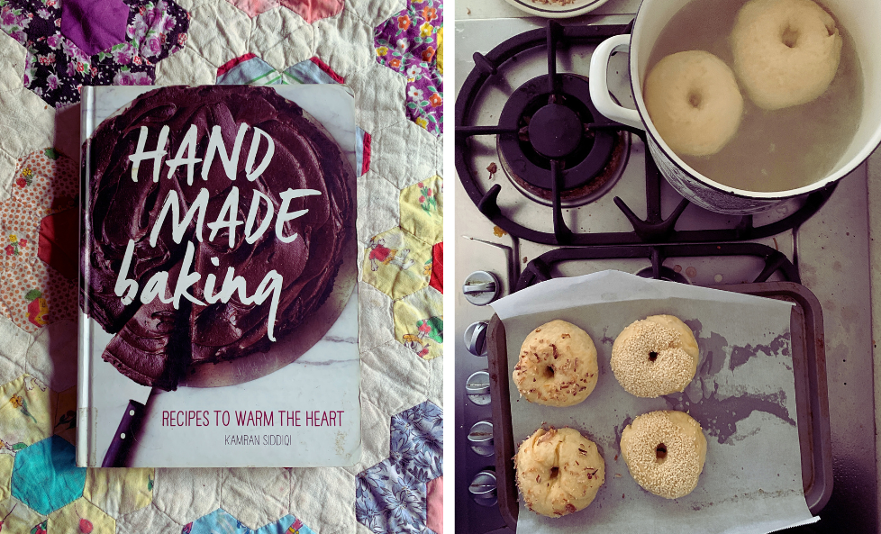 Pip's boiled bagels with various toppings