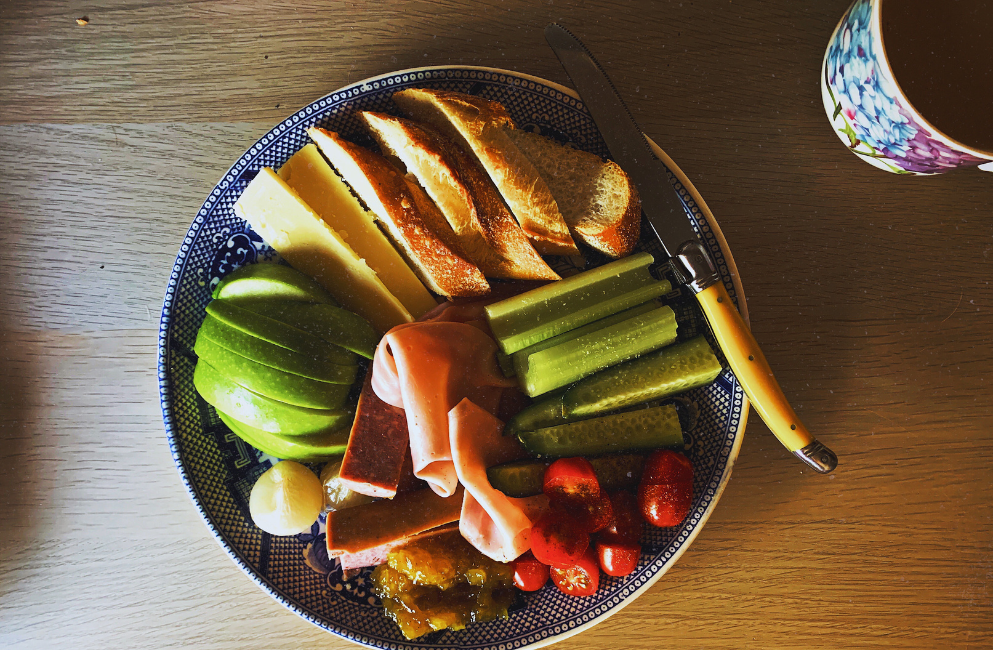 A plate of snacks things