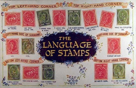 The language of postage stamp placement