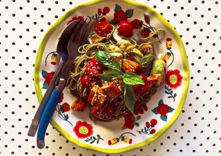 Recipe: Green Tea Noodle Salad with Tofu and/or Chicken