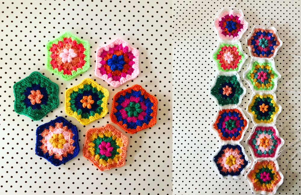 Hexagon pram/stroller blanket in progress