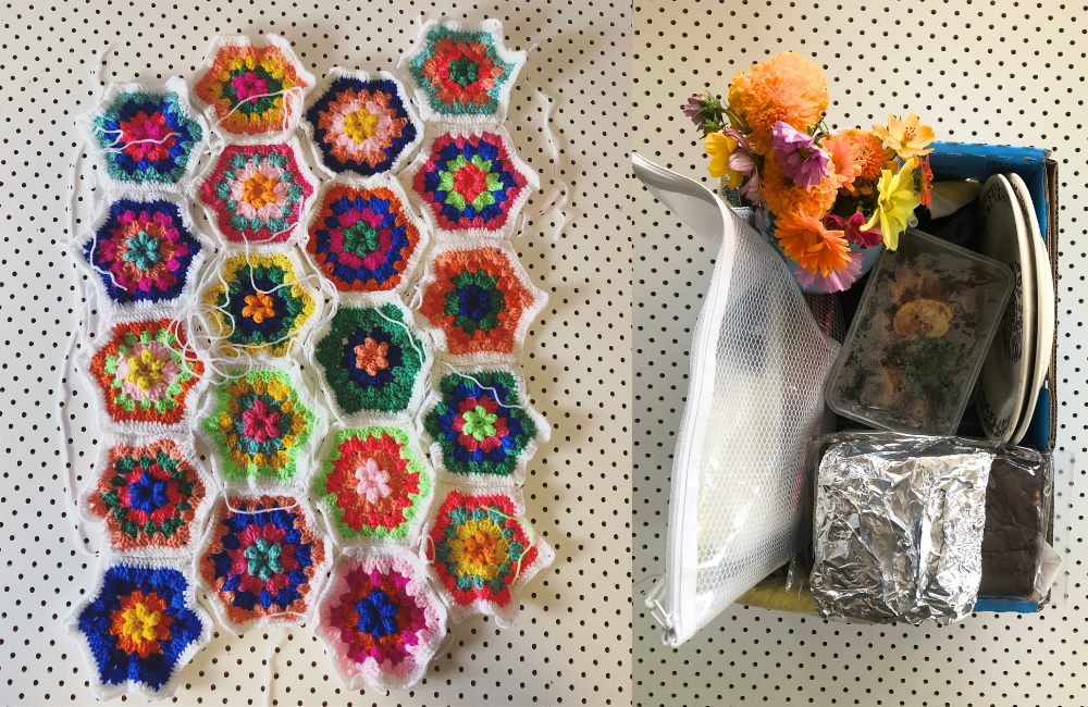 L/ A pram blanket for June R/ Care package for the new family