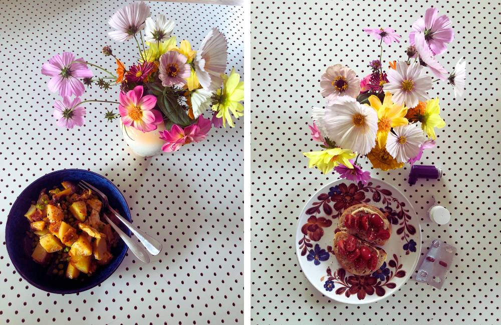 Flowers and snacks and medication