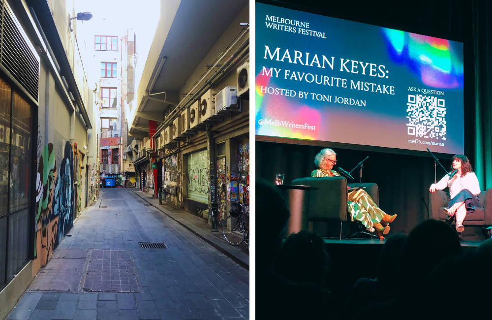 Melbourne laneway near Little Collins St + Marian Keyes Athenaeum event
