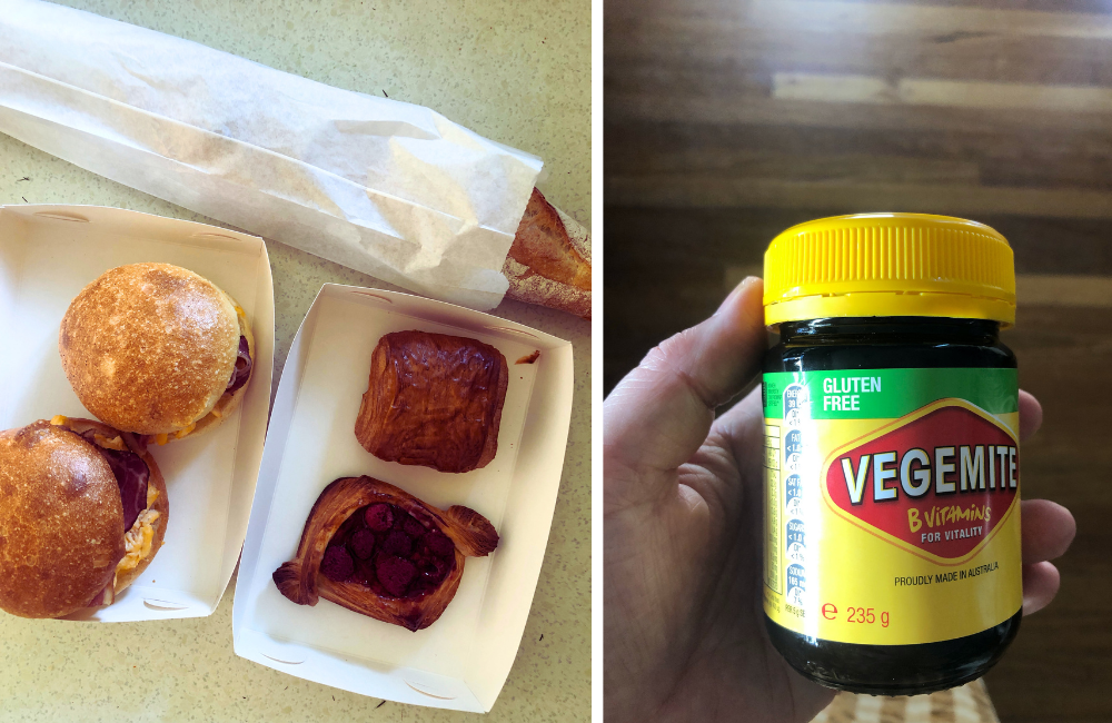 Too Good Too Go surprise bag from Chimmey's Bakery and GF Vegemite for the GF 'kid'
