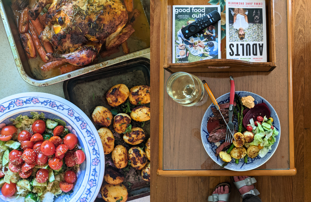 L/ TikTok Roast Chicken R/ Steak and veggies