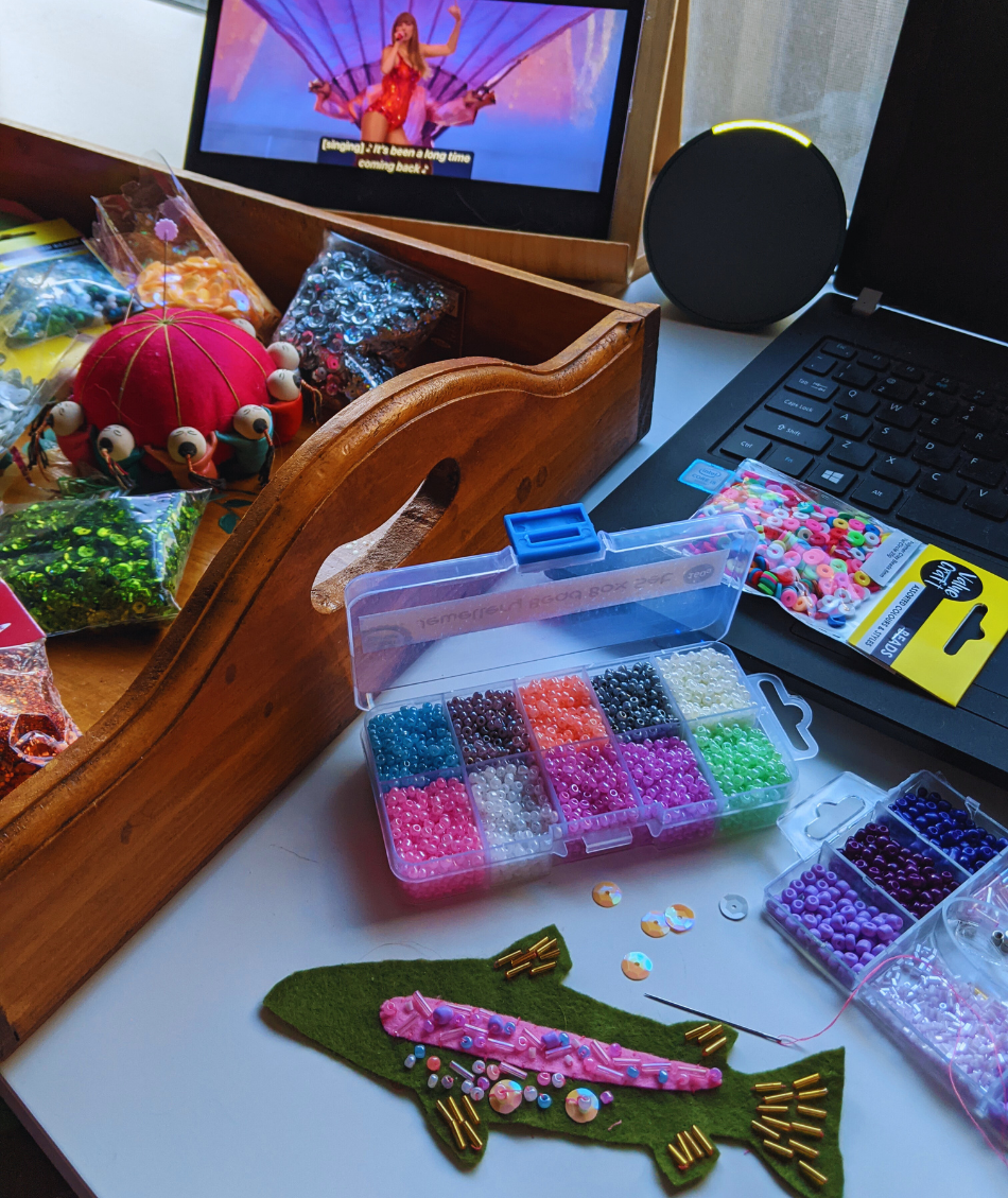 Beading and watching the new Taylor Swift docu-series