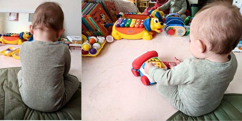 Playing with June in her playroom
