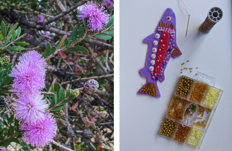 R/ blooms on a walk L/ still making fish ...