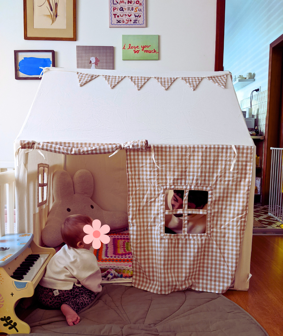June's first birthday gift from me - a cute playhouse!
