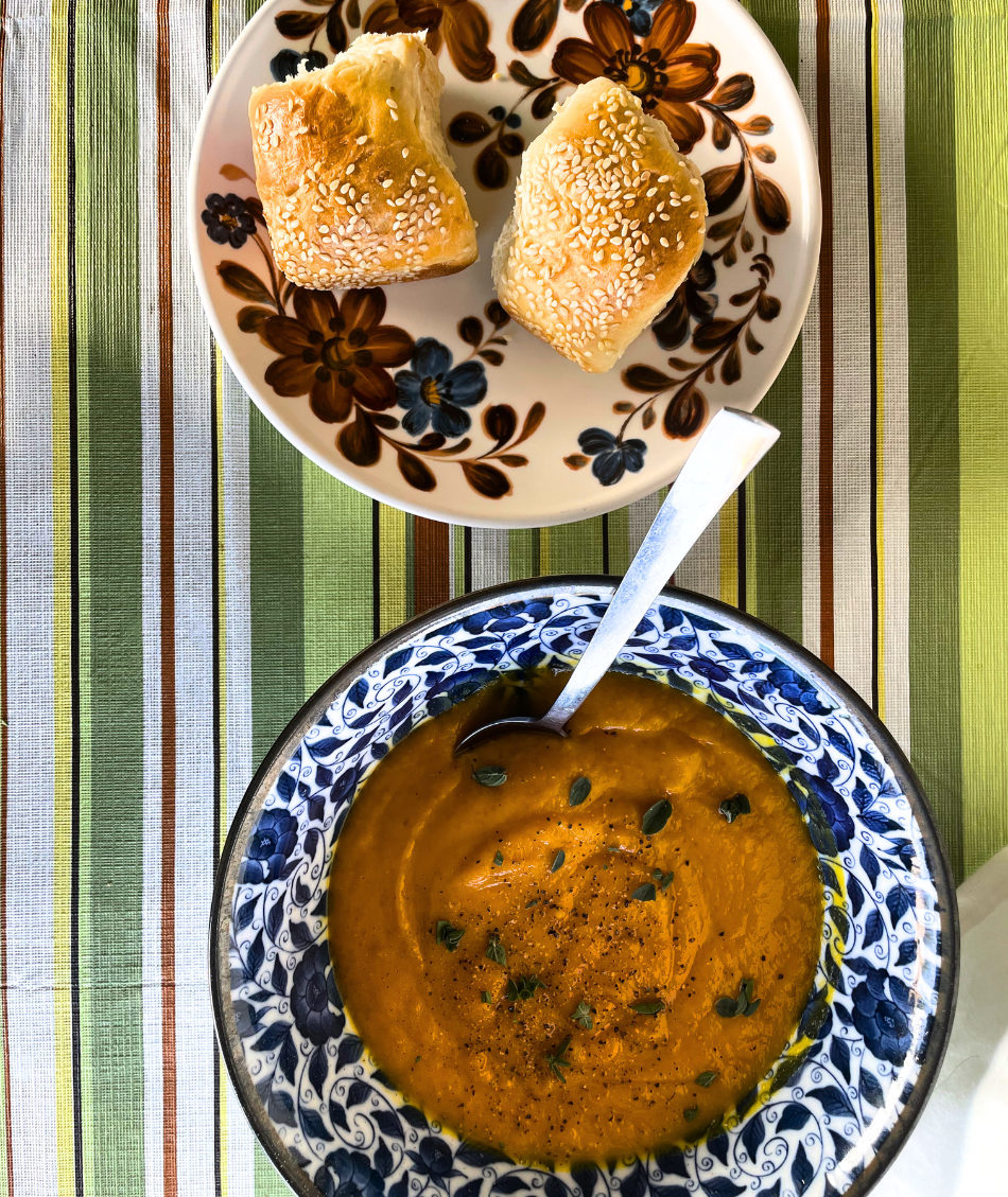 Pumpkin Soup and milk rolls
