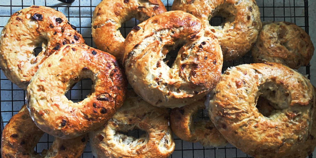 Homemade onion bagels