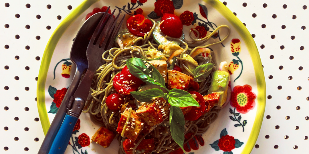 Recipe: Green Tea Noodle Salad with Tofu and/or Chicken