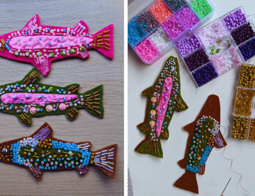 Beaded fish Christmas decoration works-in-progress